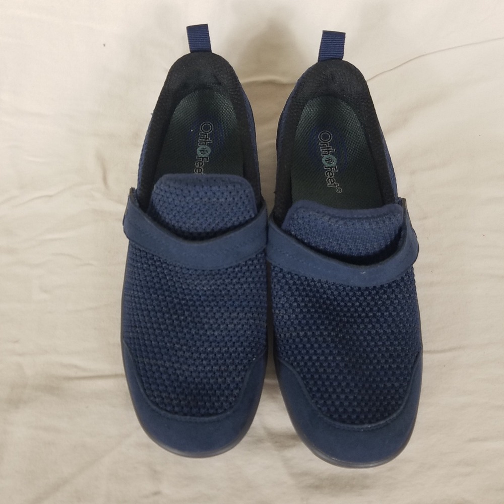Orthofeet 823 Slip On Sneakers Womens 9 Navy Blue NWOT Orthotic Mesh Comfort